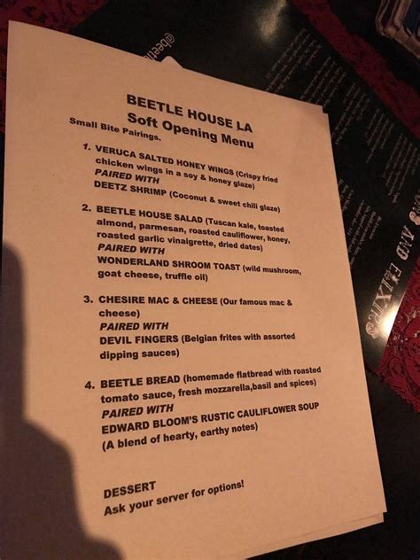 beetle house la menu prices|beetle house la menu.